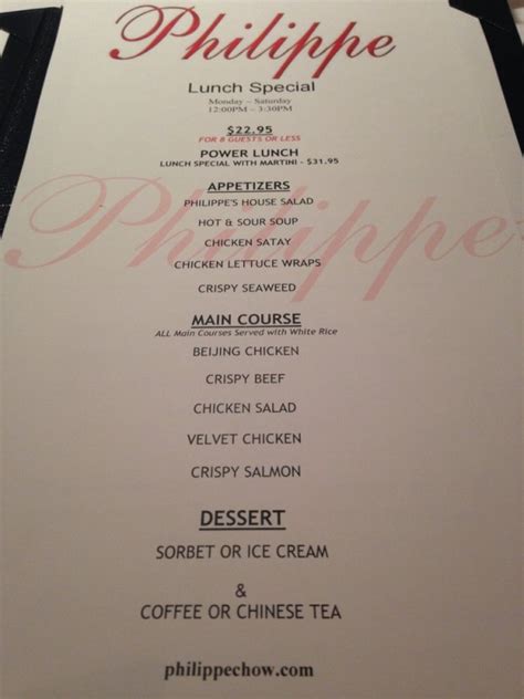 phillipe phillope|philippe chow menu.